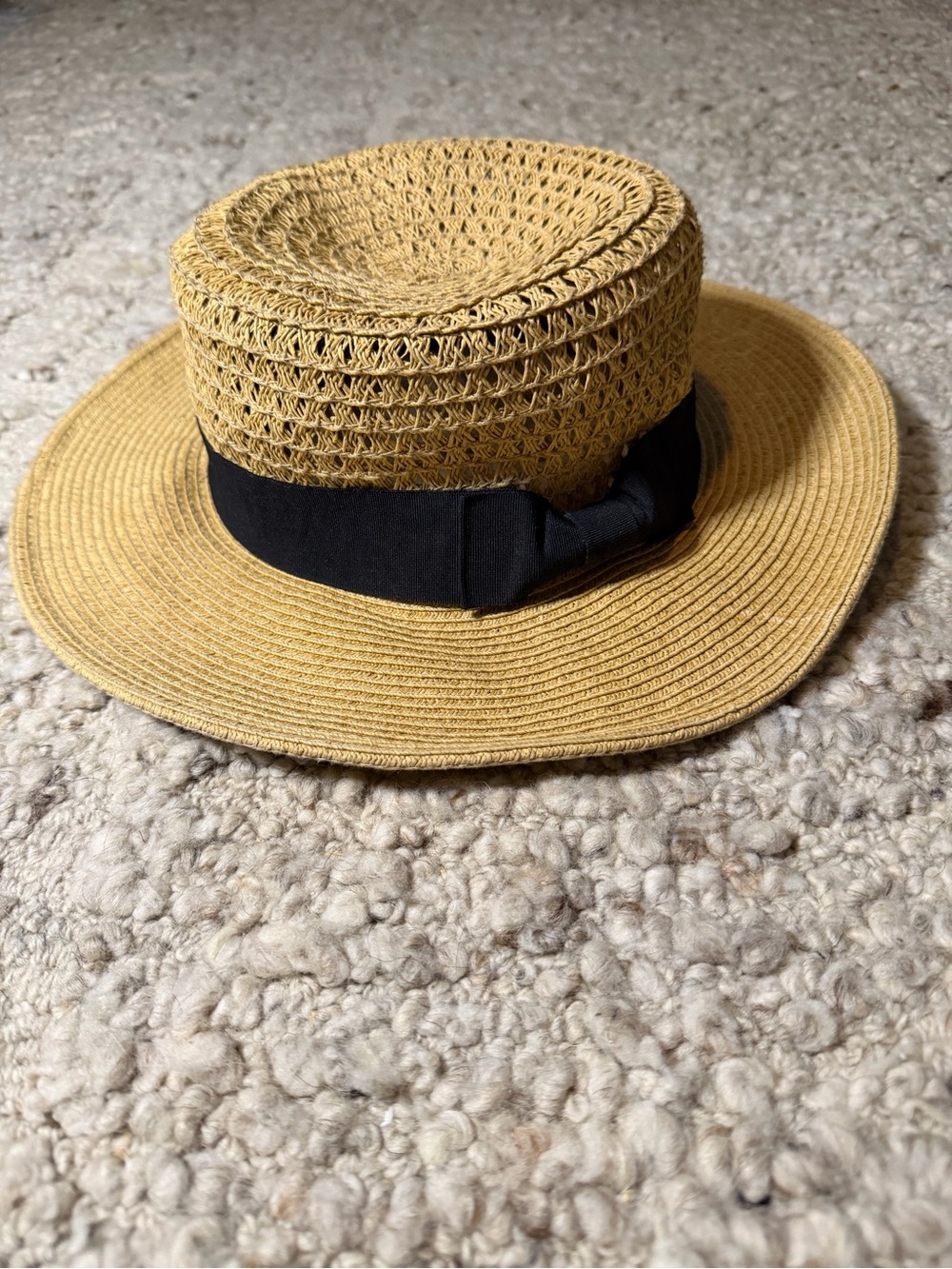 Classic Straw Boater Hat with Black Band